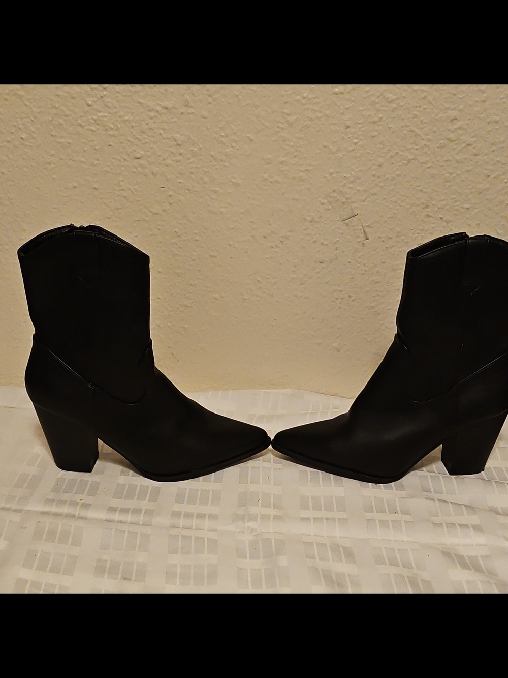 Pointed-Toe Black Heeled Ankle Boots for Women
